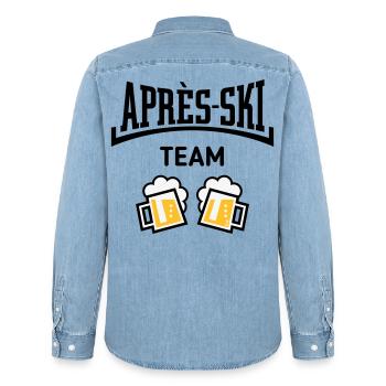 Après-Ski Team (Bier Apres Ski Konkav / POS 3C) - Männer Jeanshemd Organic von Stanley/Stella - verwaschenes Hellblau - Hinten - AI Model Male 185 light (185cm)
