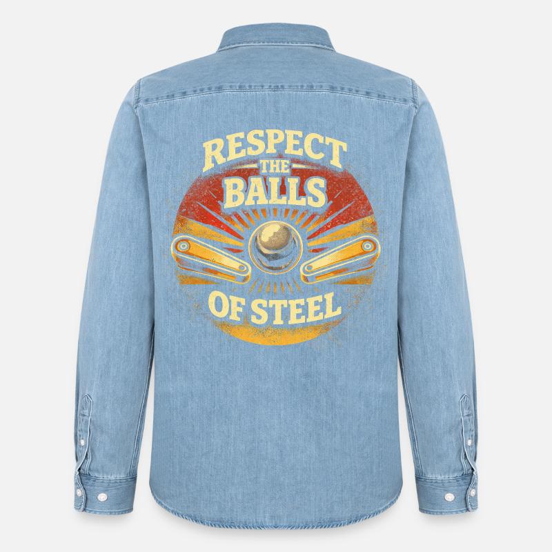 Giocatore di flipper da flipper: rispetta le palle d'acciaio - Camicia in denim Stanley/Stella - azzurro chiaro slavato
