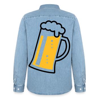 Maßkrug (beer / beer mug / beer glass / R /// 2C) - Men’s Organic Denim Shirt by Stanley/Stella - light wash - Back - AI Model Male 185 light (185cm)