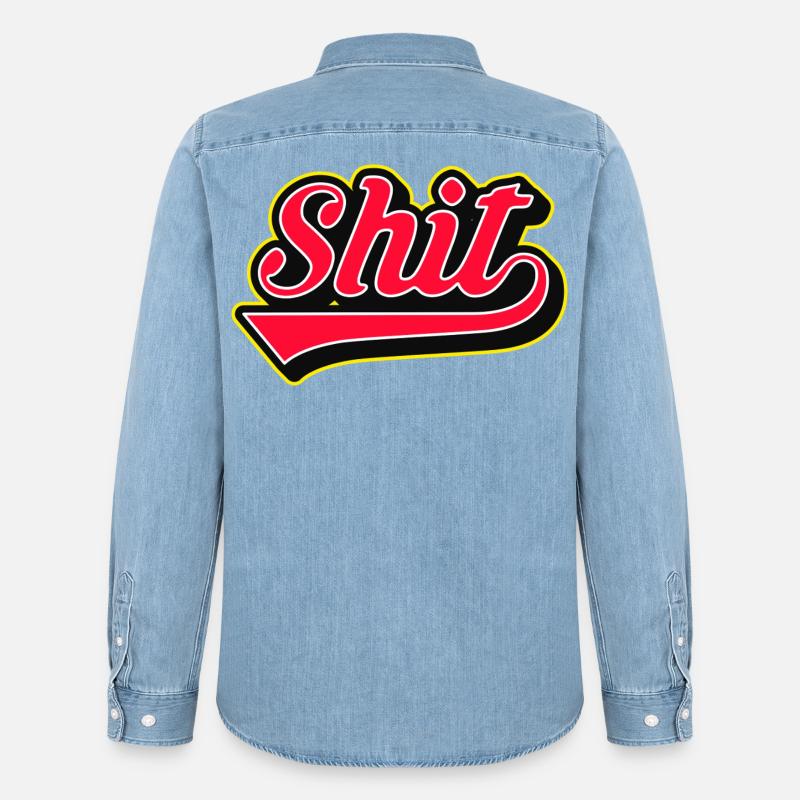 Shit Word Script Logo - Männer Jeanshemd Organic von Stanley/Stella - verwaschenes Hellblau
