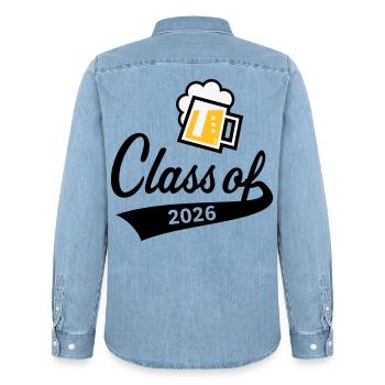 Class Of 2026 (Abschlussklasse / Bier / 3C POS) - Männer Jeanshemd Organic von Stanley/Stella - verwaschenes Hellblau - Hinten - AI Model Male 185 light (185cm)