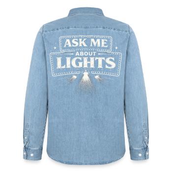 Lichttechniker me demande des lumières - Chemise en denim homme bio Stanley/Stella - bleu clair délavé - Dos - AI Model Male 185 light (185cm)