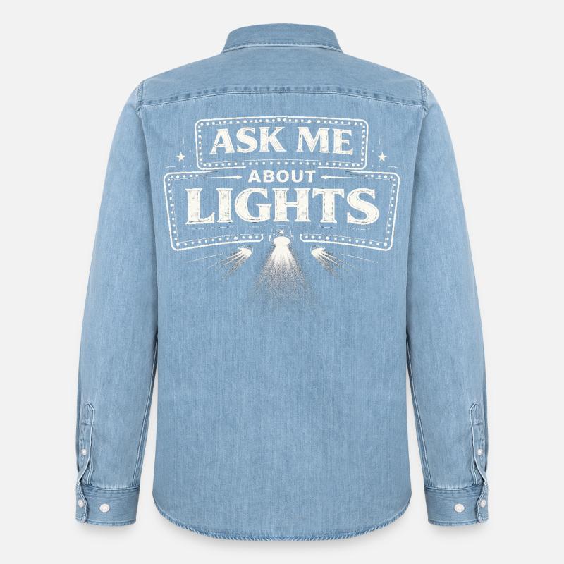 Lichttechniker Ask Me About Lights - Men’s Organic Denim Shirt by Stanley/Stella - light wash