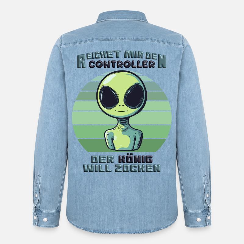 Alien - reichet mir den controller - Männer Jeanshemd Organic von Stanley/Stella - verwaschenes Hellblau