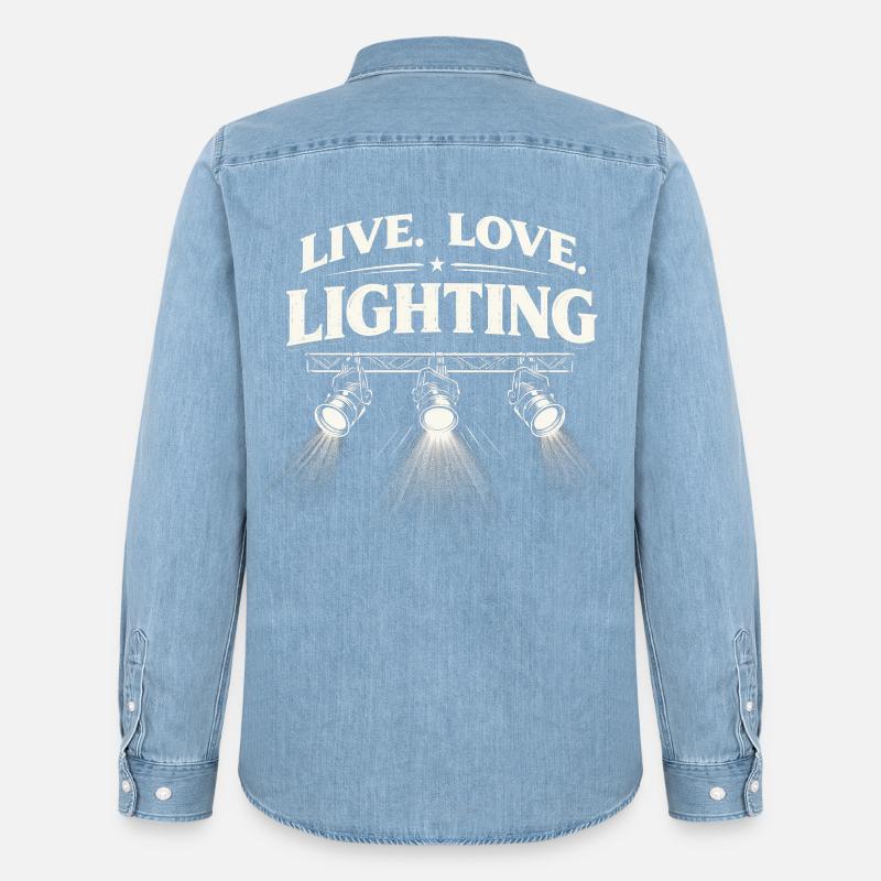 Lichttechniker Beleuchtungstechniker Lighting Guy - Männer Jeanshemd Organic von Stanley/Stella - verwaschenes Hellblau