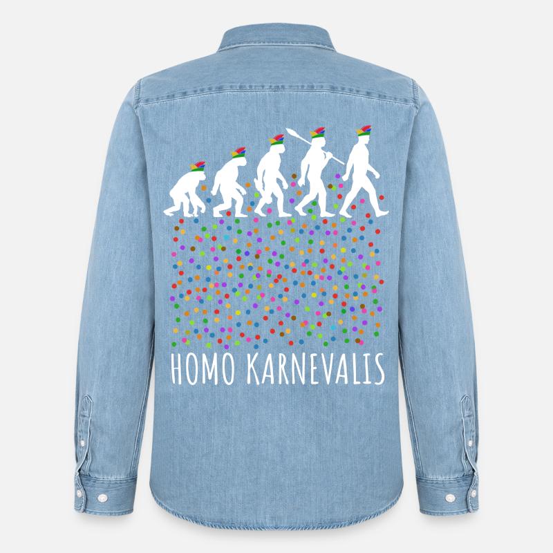 Homo Karnevalis | Evolution der Narren, Fastnacht - Männer Jeanshemd Organic von Stanley/Stella - verwaschenes Hellblau