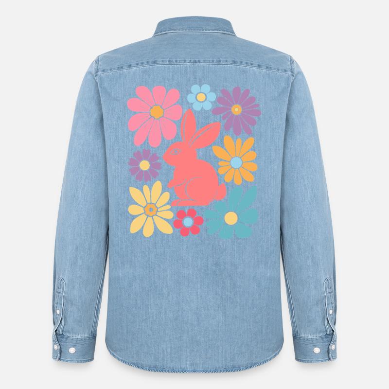 Happy Easter Bunny Boho - Männer Jeanshemd Organic von Stanley/Stella - verwaschenes Hellblau