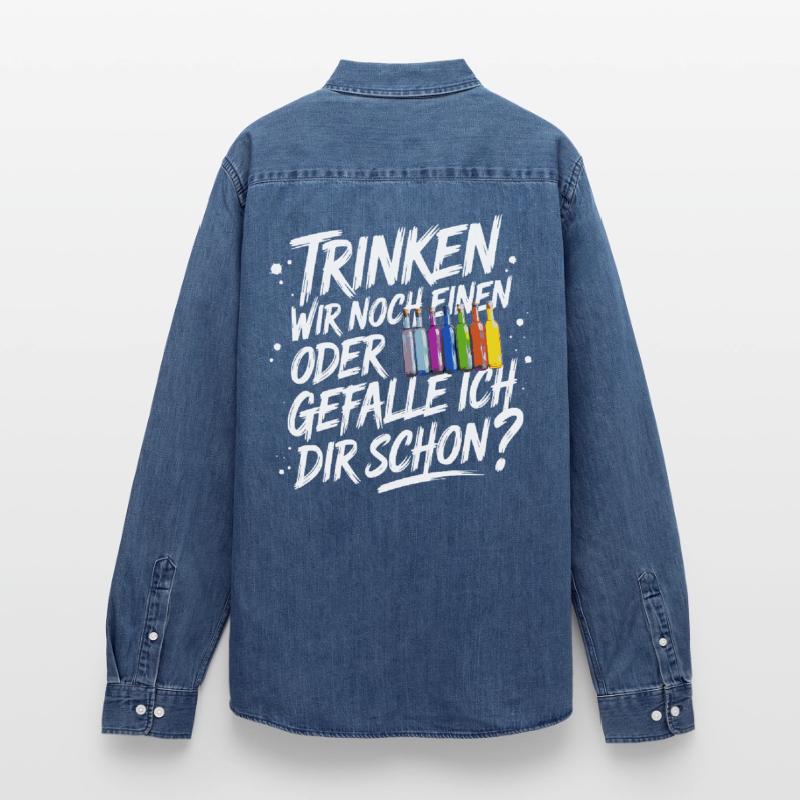 Trinken wir noch einen oder Gefalle ich dir schon Männer Jeanshemd Organic von Stanley/Stella