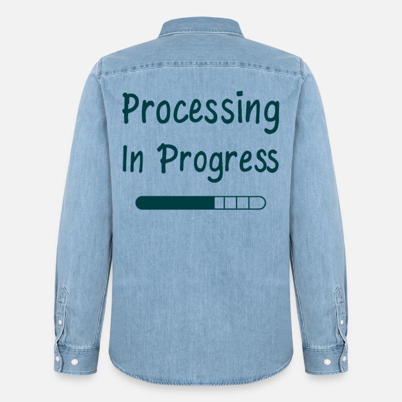 Processing In Progress Loading Bar Statement - Men’s Organic Denim Shirt by Stanley/Stella - light wash