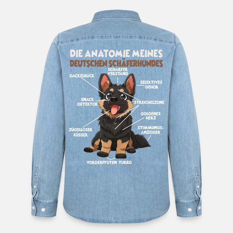 Schäferhund Gassi T Hundehalter Schäferhund - Männer Jeanshemd Organic von Stanley/Stella - verwaschenes Hellblau