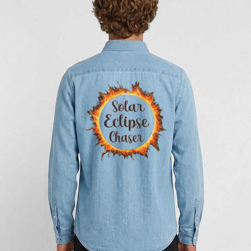 Solar eclipse chaser Men’s Organic Denim Shirt by Stanley/Stella