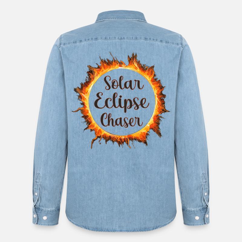 Solar eclipse chaser - Männer Jeanshemd Organic von Stanley/Stella - verwaschenes Hellblau