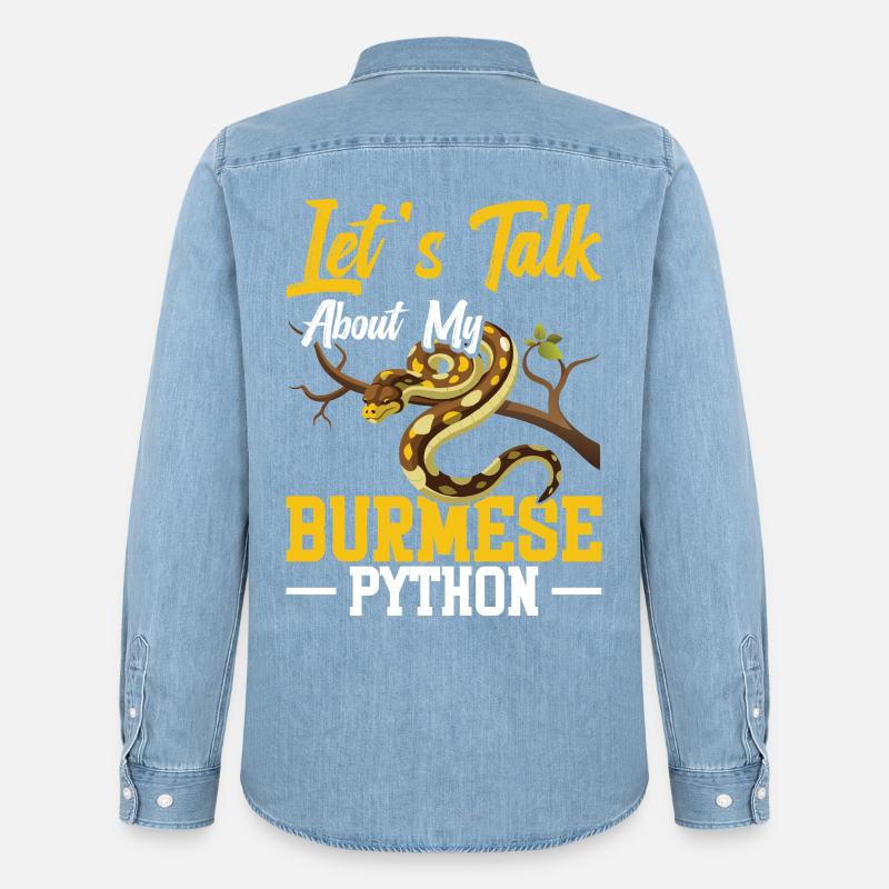 Burmesischer Python-Besitzer Schlangenterrarium Hide Python - Männer Jeanshemd Organic von Stanley/Stella - verwaschenes Hellblau