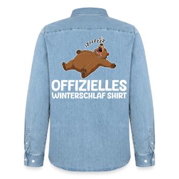 Mode Hibernation Ours Drôle Lève-Tard - Chemise en denim homme bio Stanley/Stella - bleu clair délavé - Dos - AI Model Male 185 light (185cm)