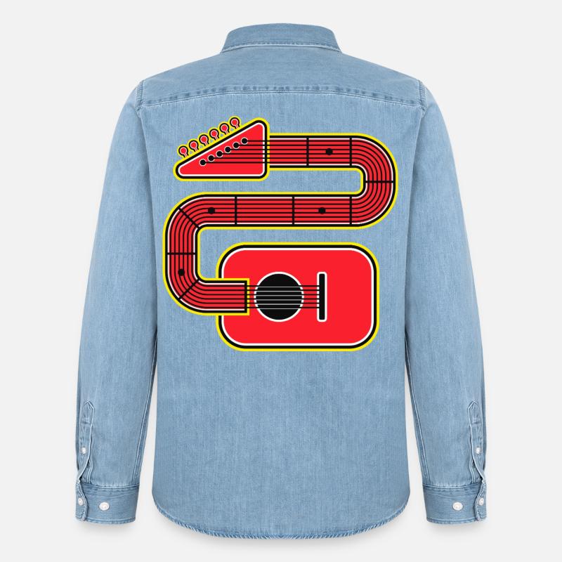 Chitarra Red Abstract Shape - Camicia in denim uomo bio di Stanley/Stella - azzurro chiaro slavato