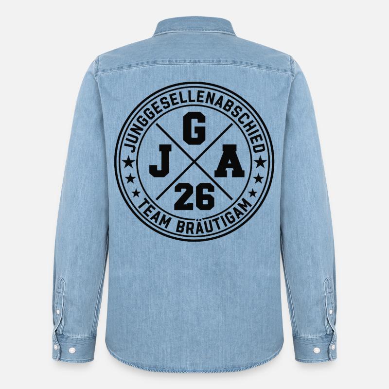Addio al celibato 2026 Sposo della squadra - Camicia in denim uomo bio di Stanley/Stella - azzurro chiaro slavato
