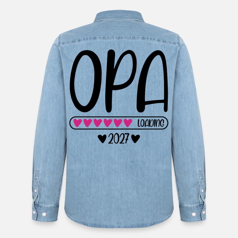 Opa 2027 loading Herzchen Ladebalken - Männer Jeanshemd Organic von Stanley/Stella - verwaschenes Hellblau