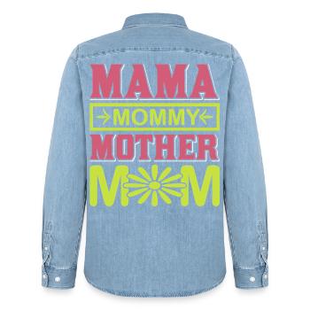 Mama Mama Mama Mama süßes Mutterschaftsgeschenk-Hemd - Männer Jeanshemd Organic von Stanley/Stella - verwaschenes Hellblau - Hinten - AI Model Male 185 light (185cm)