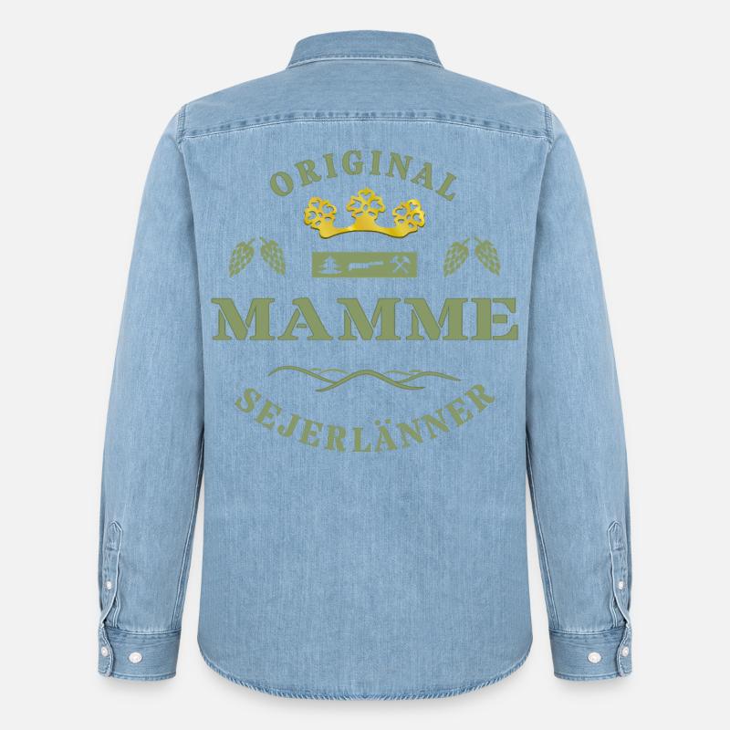 Sejerlänner Mamme Siegerländer Mutter Krönchen - Männer Jeanshemd Organic von Stanley/Stella - verwaschenes Hellblau