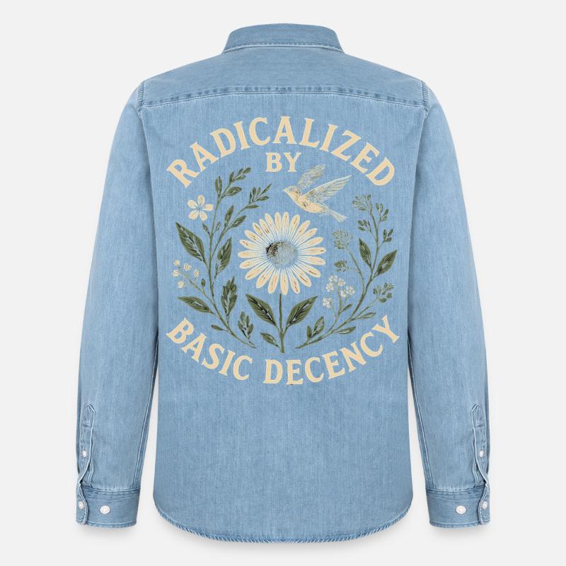 Radicalized by Basic Decency Statement Trend - Männer Jeanshemd Organic von Stanley/Stella - verwaschenes Hellblau