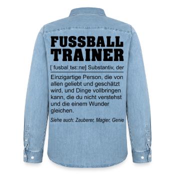 Lustige Definition Fußballtrainer Geschenk - Männer Jeanshemd Organic von Stanley/Stella - verwaschenes Hellblau - Hinten - AI Model Male 185 light (185cm)
