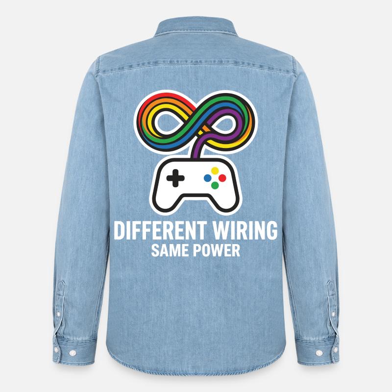 Cablaggio diverso Stesso potere Motiv da gioco - Camicia in denim uomo bio di Stanley/Stella - azzurro chiaro slavato