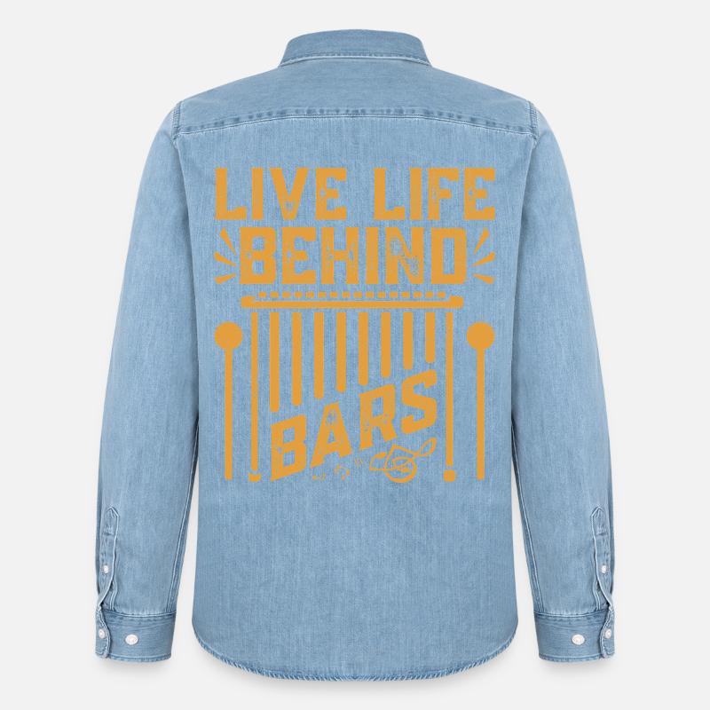 Marimbist Leben hinter Gittern Percussion Pit - Männer Jeanshemd Organic von Stanley/Stella - verwaschenes Hellblau