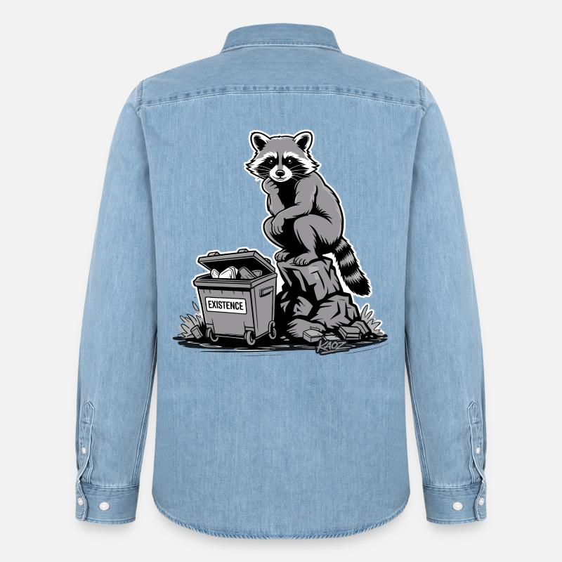 Existenz Waschbärmüllcontainer - Männer Jeanshemd Organic von Stanley/Stella - verwaschenes Hellblau