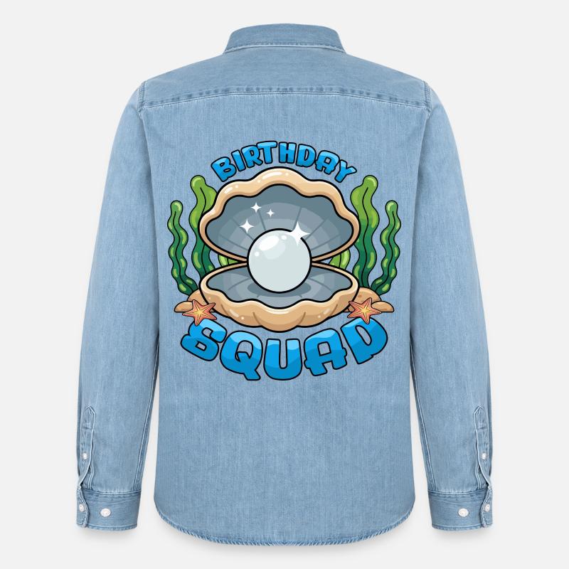 Birthday Squad Beach Summer Cruise Shell - Männer Jeanshemd Organic von Stanley/Stella - verwaschenes Hellblau