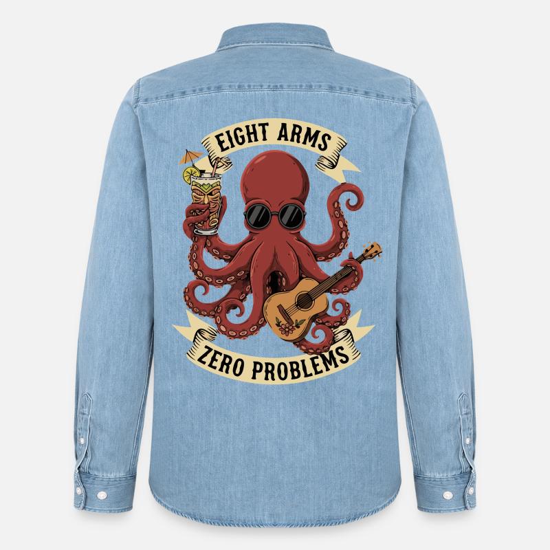 Eight Arms Zero Problems - Männer Jeanshemd Organic von Stanley/Stella - verwaschenes Hellblau