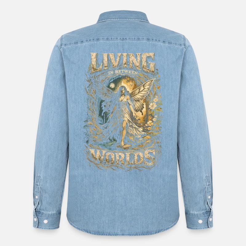 Fairycore Fairy Gothic - Camicia in denim uomo bio di Stanley/Stella - azzurro chiaro slavato