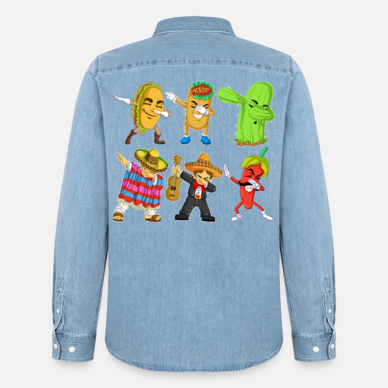 Cinco de Mayo Dab-Hemd - Männer Jeanshemd Organic von Stanley/Stella - verwaschenes Hellblau