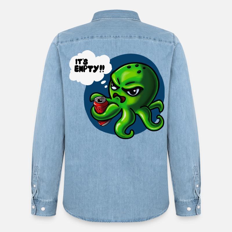 Grumpy Kraken - Männer Jeanshemd Organic von Stanley/Stella - verwaschenes Hellblau