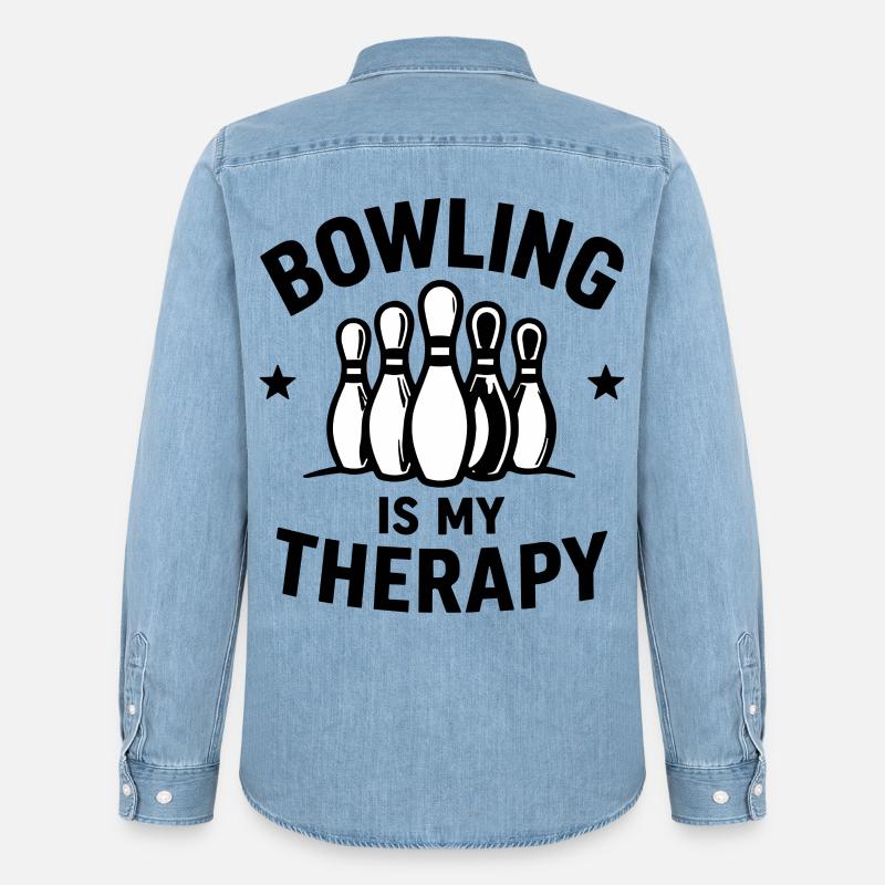 Il bowling è il mio Bowling Sport Terapeutico - Camicia in denim uomo bio di Stanley/Stella - azzurro chiaro slavato