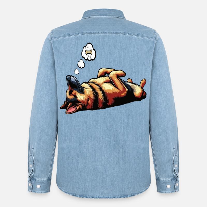 Deutscher Schäferhund Schäferhunde Schäferhunde - Männer Jeanshemd Organic von Stanley/Stella - verwaschenes Hellblau