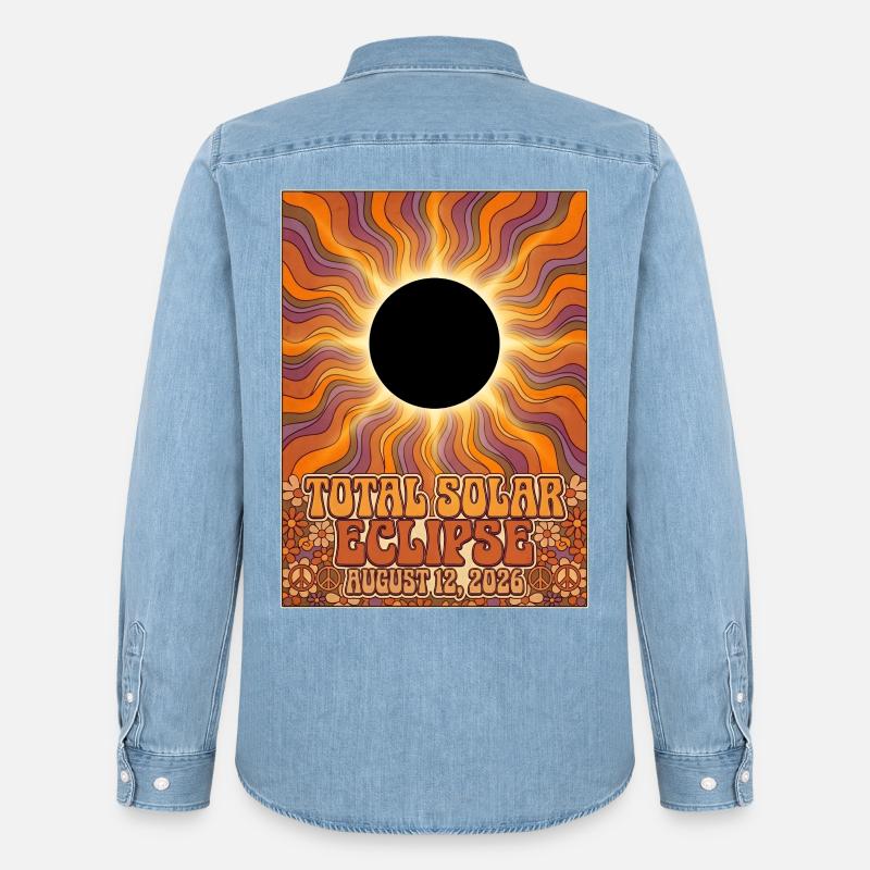 Total Solar Eclipse 2026 Sunburst-Poster - Männer Jeanshemd Organic von Stanley/Stella - verwaschenes Hellblau