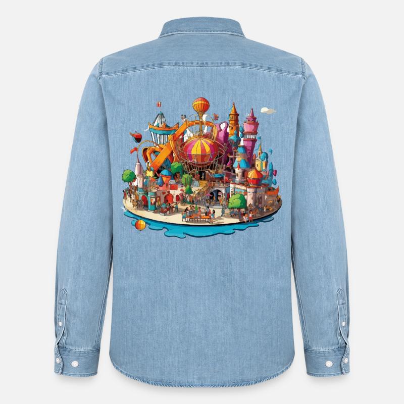 Farbenfrohe Freizeitinsel - Männer Jeanshemd Organic von Stanley/Stella - verwaschenes Hellblau