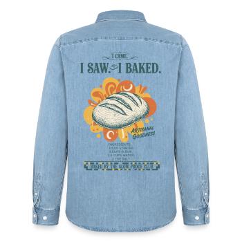 Sauerteigbrot Backbäcker Sauerteigstarter - Männer Jeanshemd Organic von Stanley/Stella - verwaschenes Hellblau - Hinten - AI Model Male 185 light (185cm)