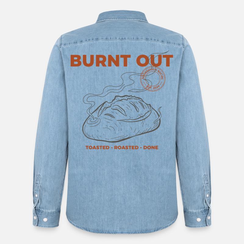 Sauerteigbrot-Backen Burnout Bäcker-Ära - Männer Jeanshemd Organic von Stanley/Stella - verwaschenes Hellblau