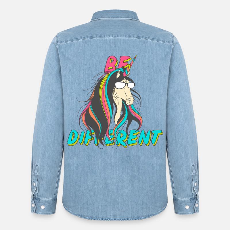 Be Different Nerd Einhorn Party - Männer Jeanshemd Organic von Stanley/Stella - verwaschenes Hellblau