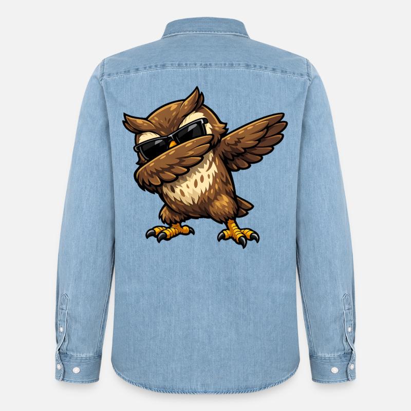 Dabbing Eule - Männer Jeanshemd Organic von Stanley/Stella - verwaschenes Hellblau