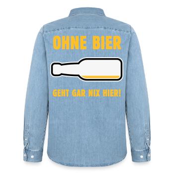 Ohne Bier Geht Gar Nix Hier! (Bierchen / NEG 3C) - Männer Jeanshemd Organic von Stanley/Stella - verwaschenes Hellblau - Hinten - AI Model Male 185 light (185cm)