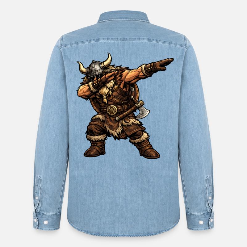 Dabbing Wikinger - Männer Jeanshemd Organic von Stanley/Stella - verwaschenes Hellblau