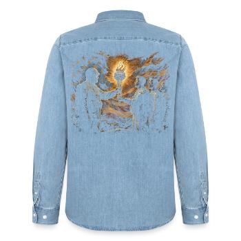 Jour des anciens combattants pour les démocrates - Chemise en denim homme bio Stanley/Stella - bleu clair délavé - Dos - AI Model Male 185 light (185cm)