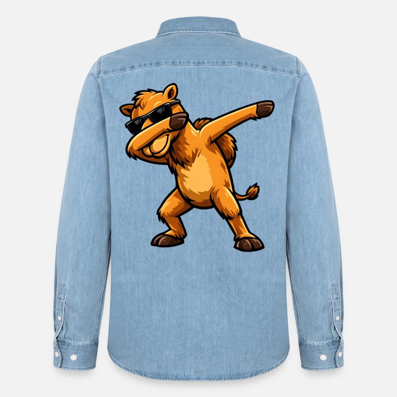 Dabbing Kamel - Männer Jeanshemd Organic von Stanley/Stella - verwaschenes Hellblau