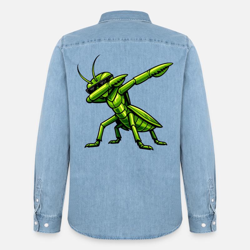 Dabbing Gottesanbeterin - Männer Jeanshemd Organic von Stanley/Stella - verwaschenes Hellblau