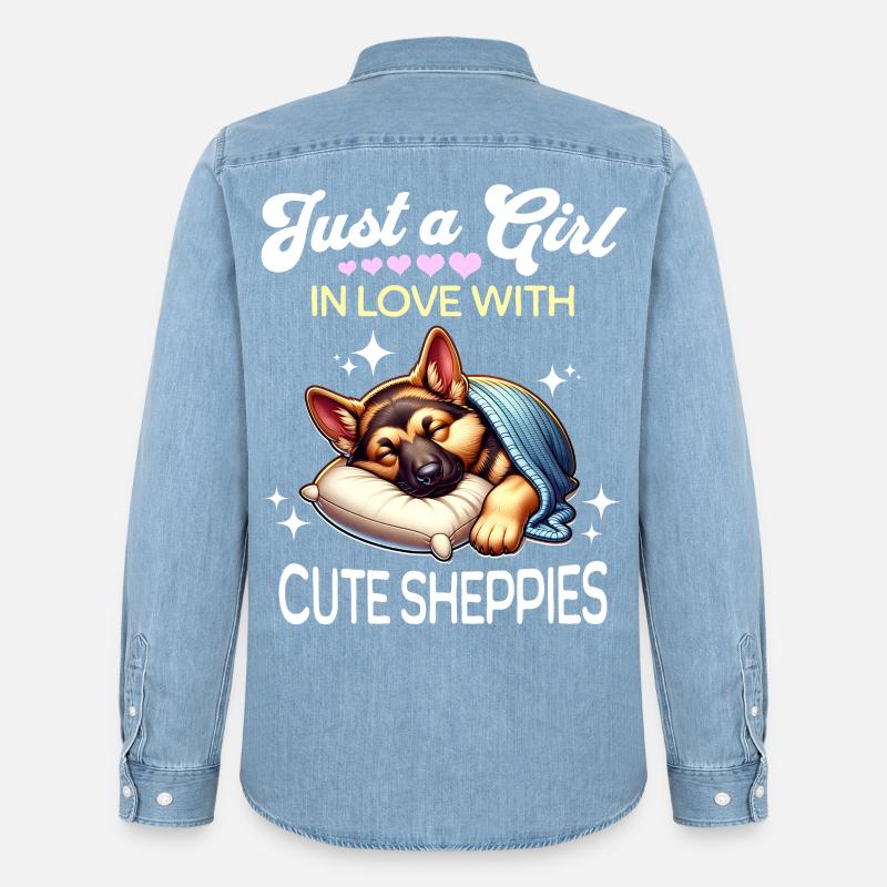Deutscher Schäferhund Mädchen - Männer Jeanshemd Organic von Stanley/Stella - verwaschenes Hellblau