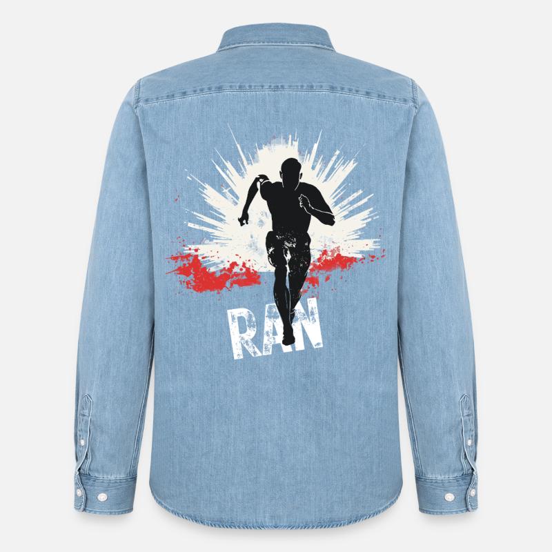 Running Jogging Runner Sprint Design - Männer Jeanshemd Organic von Stanley/Stella - verwaschenes Hellblau