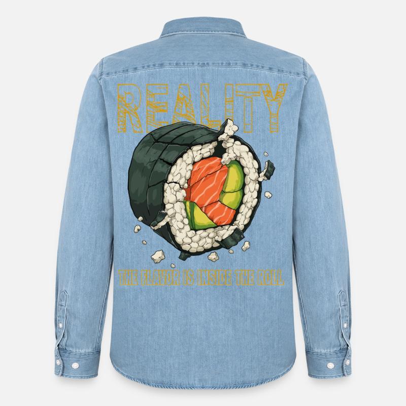 Sushi Roll Reality Innerer Geschmack - Männer Jeanshemd Organic von Stanley/Stella - verwaschenes Hellblau