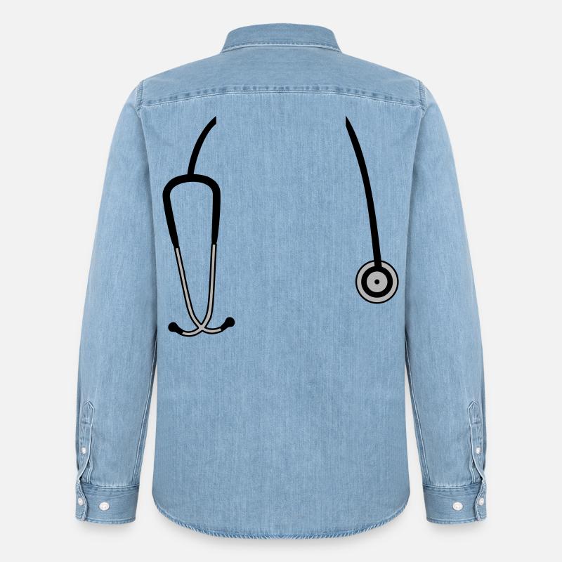 Stethoskop - Männer Jeanshemd Organic von Stanley/Stella - verwaschenes Hellblau